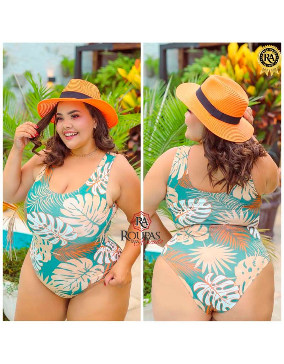 Maiô Estampado Regata Plus Size