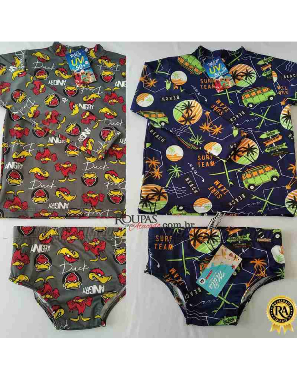 kit Sunga e Camisa UV Infantil Estampada