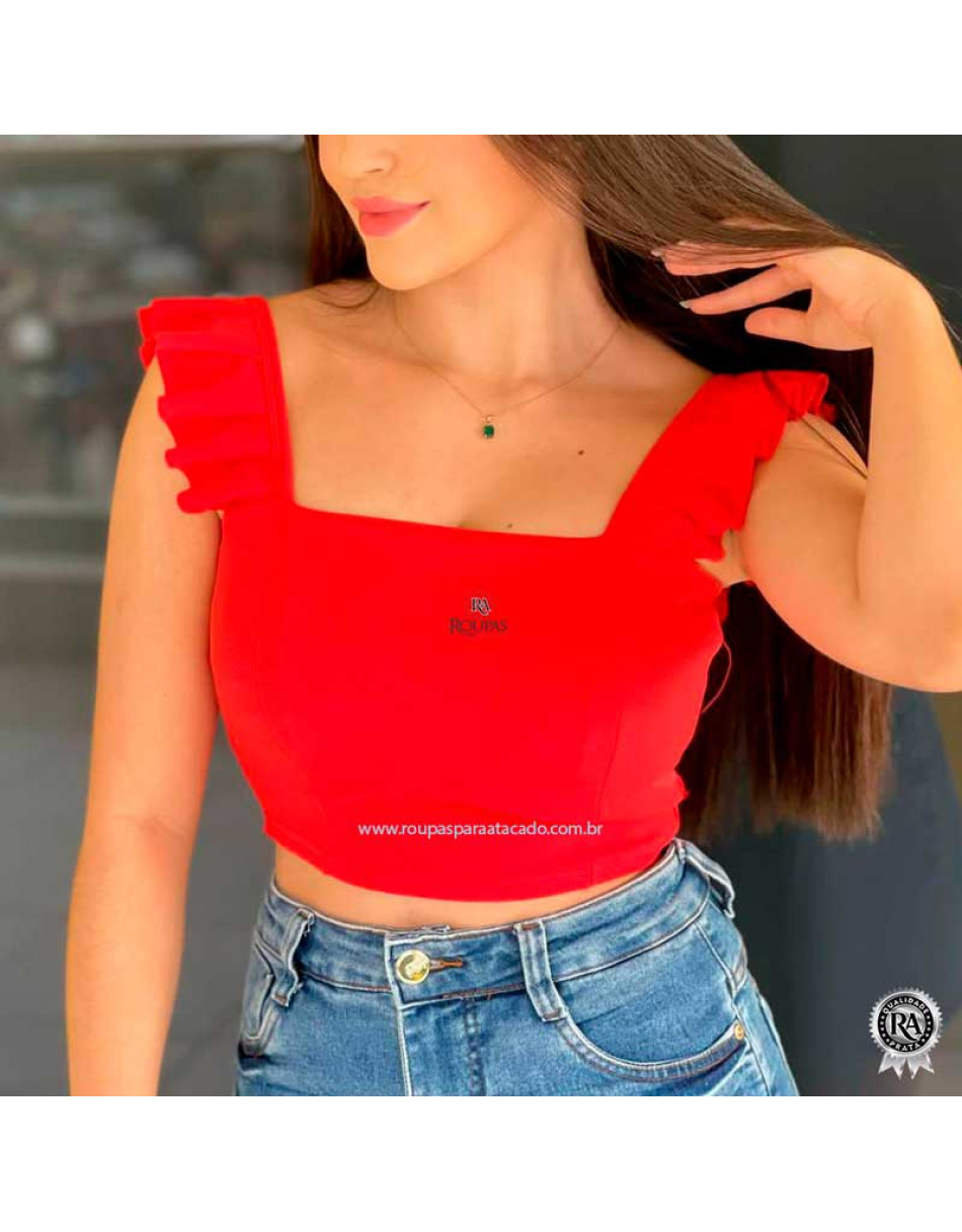 Top Cropped Crepe Liso