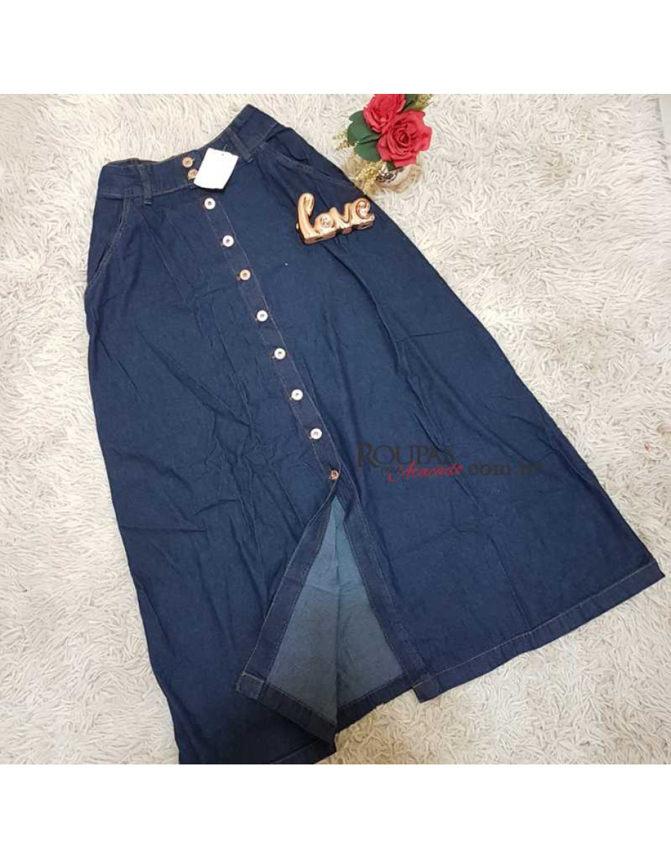 Saia Jeans Longa Feminina 