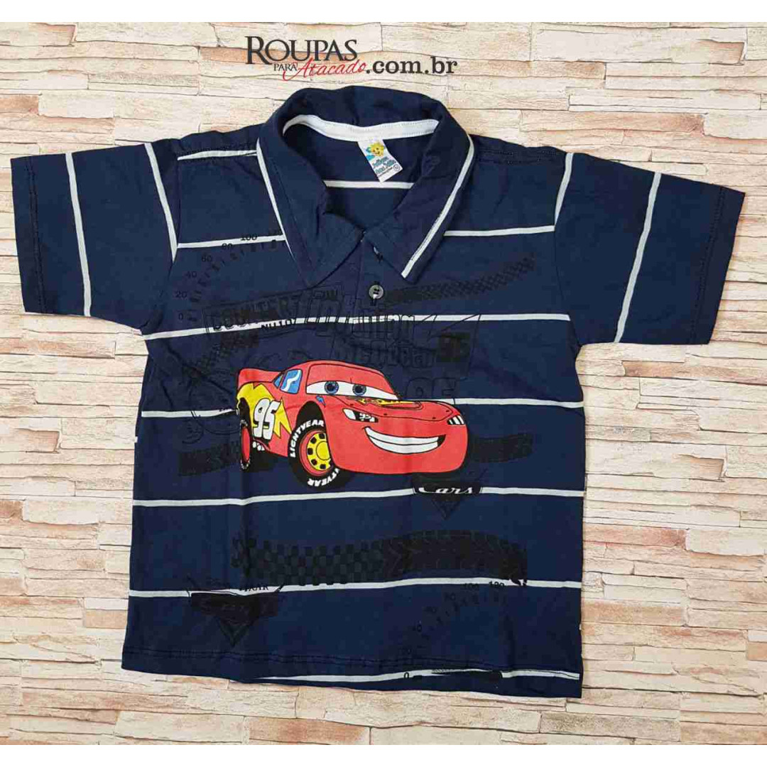 Camisa Polo Infantil Listrada com Aplicações