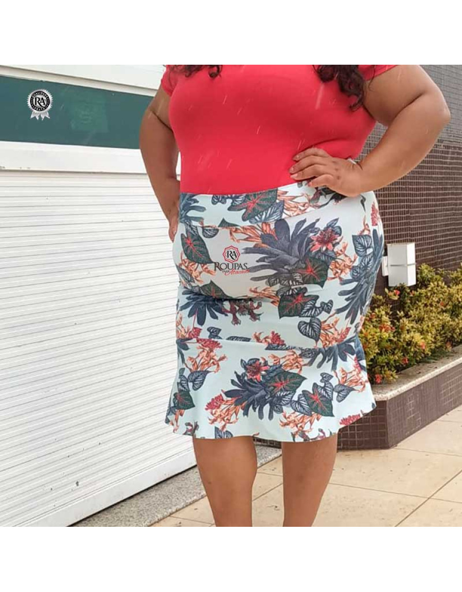 Saia plus Size Estampada Suplex