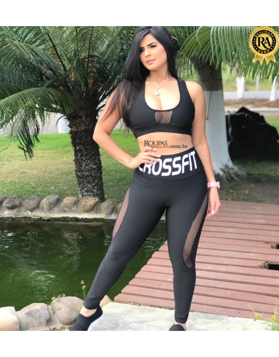 Conjunto Top E Calça Fitness com Detalhes 