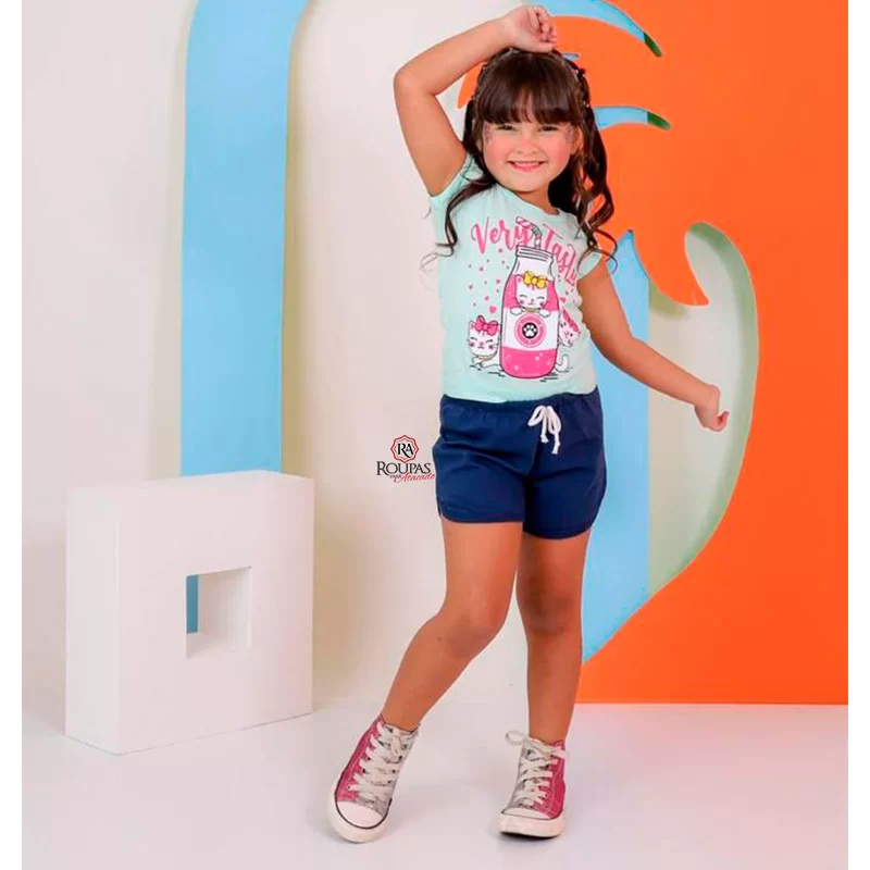 Conjunto Infantil Menina Blusa E Short Moletinho