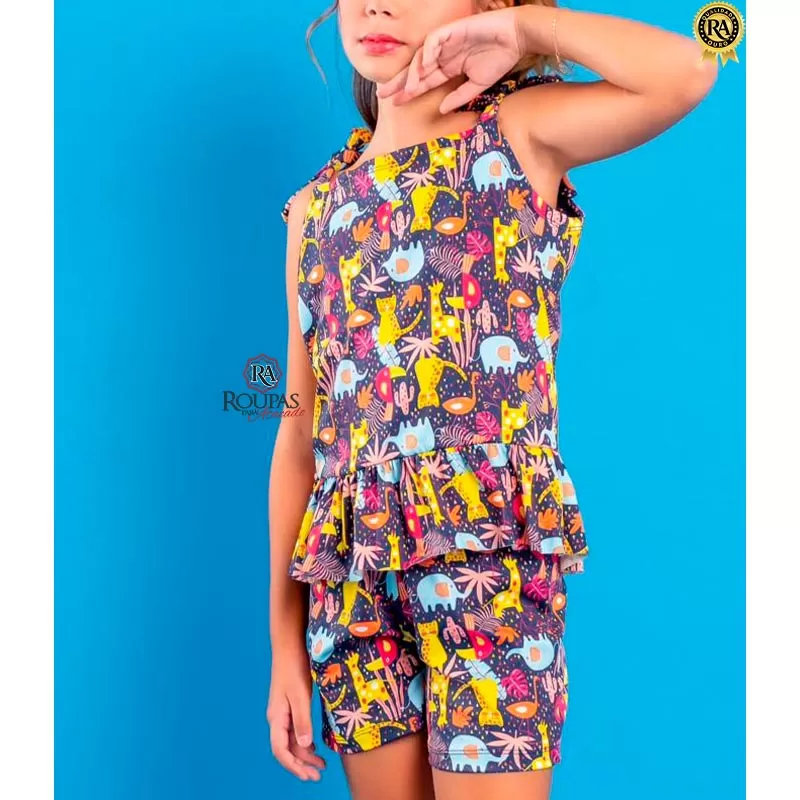 Conjunto Infantil Blusa Peplum E Short Luana