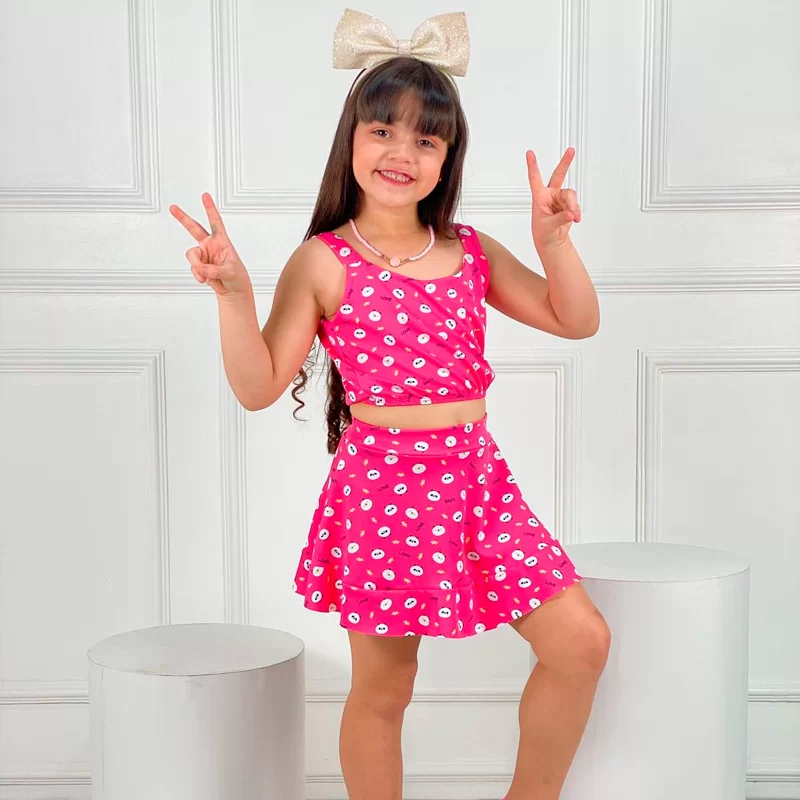 Conjunto Infantil Com Saia e Tiara